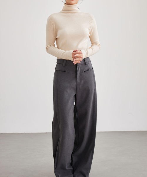 Lace Ladies(レースレディース)の「ウールタッチ ベーシック ハイネック ニット プルオーバー(ニット/セーター・レディース・グレー/ベージュ/アイボリー/ブラック/グレイッシュベージュ・FREE)」の9枚目の写真