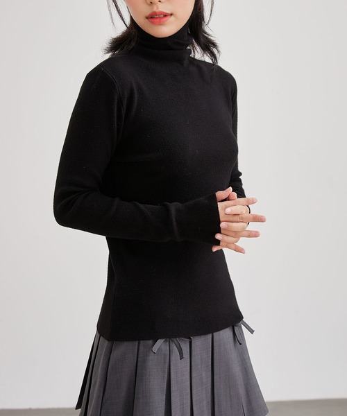 Lace Ladies(レースレディース)の「ウールタッチ ベーシック ハイネック ニット プルオーバー(ニット/セーター・レディース・グレー/ベージュ/アイボリー/ブラック/グレイッシュベージュ・FREE)」の15枚目の写真