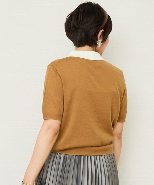 JETSET SOLO PLUS (ジェットセットソロプラス)の「【ARTLOVE】シロ襟コンビ 5分袖ニット(ニット/セーター・レディース・キャメル/ネイビー・36)」の4枚目の写真