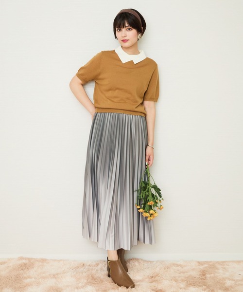 JETSET SOLO PLUS (ジェットセットソロプラス)の「【ARTLOVE】シロ襟コンビ 5分袖ニット(ニット/セーター・レディース・キャメル/ネイビー・36)」の14枚目の写真