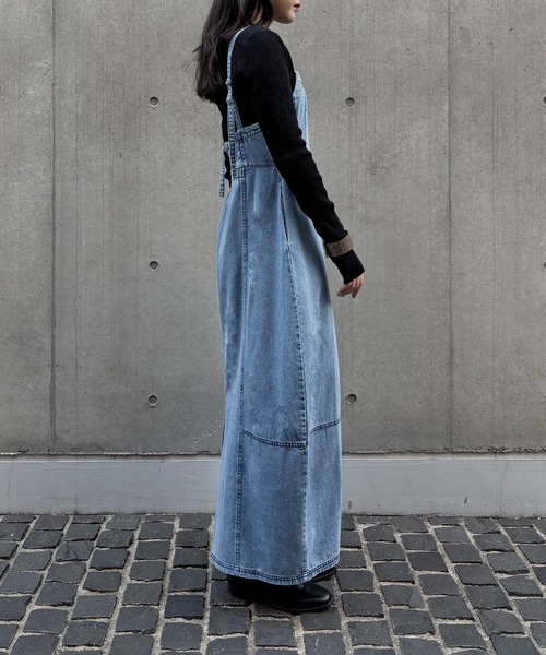 &g'aime(アンジェム)の「【&g'aime】デニムコクーンドレス Denim Cocoon Dress(ワンピース・レディース・ブラック/ブルー・FREE)」の6枚目の写真