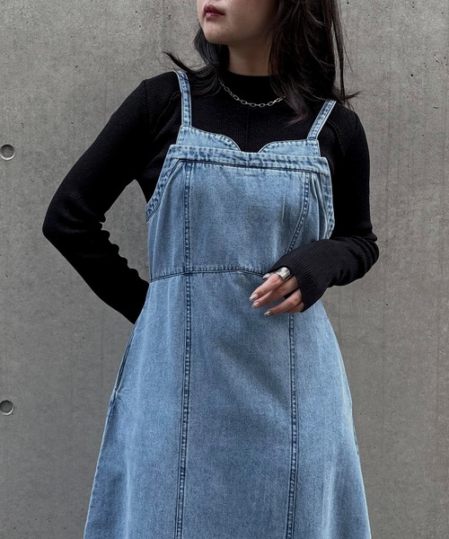&g'aime(アンジェム)の「【&g'aime】デニムコクーンドレス Denim Cocoon Dress(ワンピース・レディース・ブラック/ブルー・FREE)」の4枚目の写真