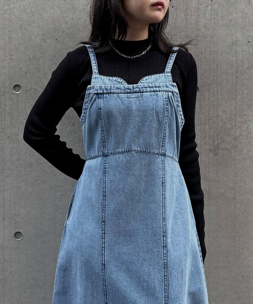 &g'aime(アンジェム)の「【&g'aime】デニムコクーンドレス Denim Cocoon Dress(ワンピース・レディース・ブラック/ブルー・FREE)」の8枚目の写真