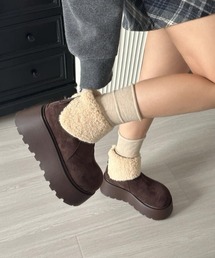 ZIP厚底ショートムートンブーツ