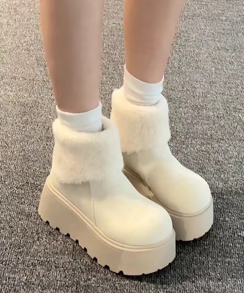 ZIP厚底ショートムートンブーツ（ブーツ）｜Vipoa（ヴィポア）の