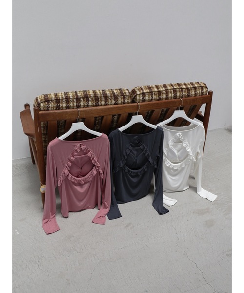 Katrin TOKYO（カトリーントーキョー）の「cup-in back frill tops（Tシャツ/カットソー・レディース・ホワイト/ピンク/ネイビー系・FREE/XS）」の4枚目の写真