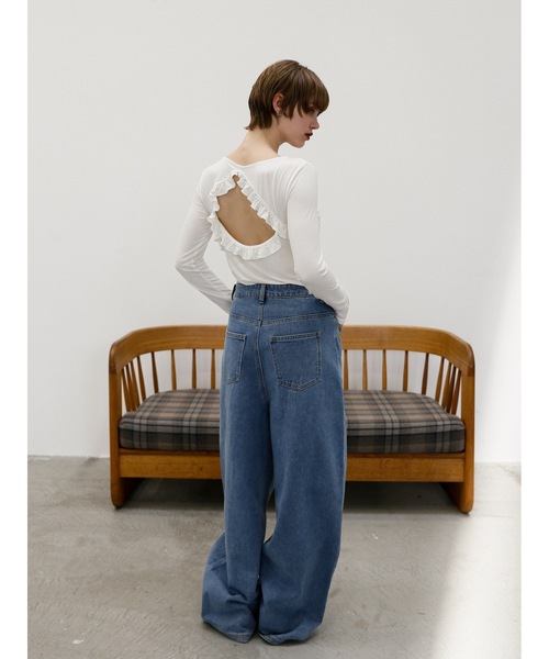 Katrin TOKYO（カトリーントーキョー）の「cup-in back frill tops（Tシャツ/カットソー・レディース・ホワイト/ピンク/ネイビー系・FREE/XS）」の12枚目の写真