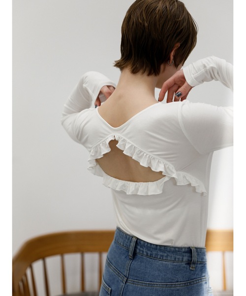 Katrin TOKYO（カトリーントーキョー）の「cup-in back frill tops（Tシャツ/カットソー・レディース・ホワイト/ピンク/ネイビー系・FREE/XS）」の14枚目の写真