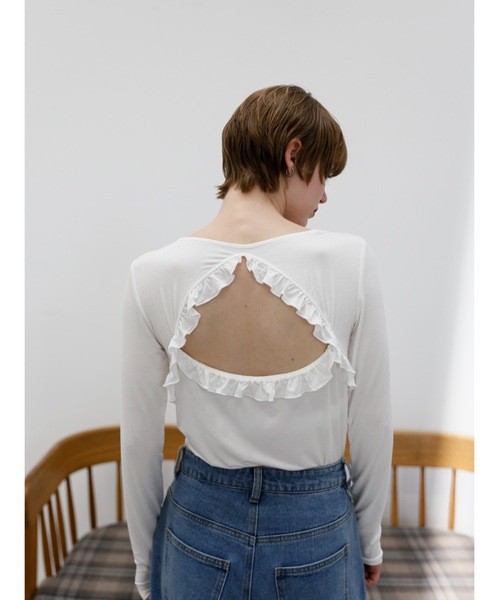 Katrin TOKYO（カトリーントーキョー）の「cup-in back frill tops（Tシャツ/カットソー・レディース・ホワイト/ピンク/ネイビー系・FREE/XS）」の16枚目の写真