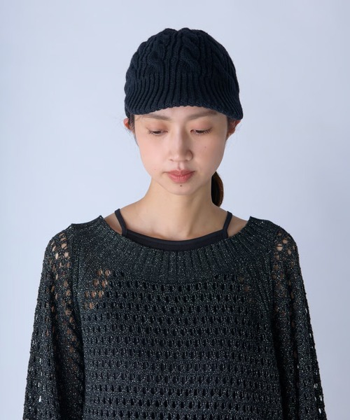 c/est/シーエ MORY ウール ケーブル編み ニットキャップ