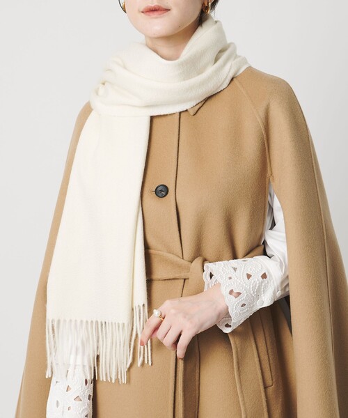 ◆美品◆UNITED ARROWS ソリッド　カシミヤ ストール　ホワイトグレー カシミヤ ソリッド ストール（ストール/ショール）｜UNITED ARROWS