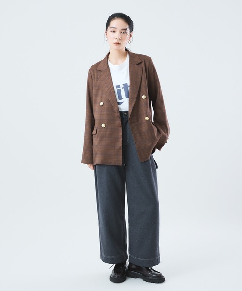 Muscat（マスカット）の「チェック　ダブルジャケット（テーラードジャケット・レディース・ベージュ/ブラウン・F）」の16枚目の写真