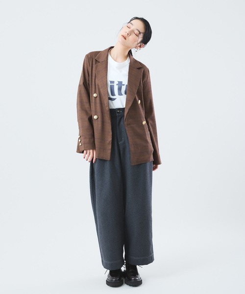 Muscat（マスカット）の「チェック　ダブルジャケット（テーラードジャケット・レディース・ベージュ/ブラウン・F）」の17枚目の写真