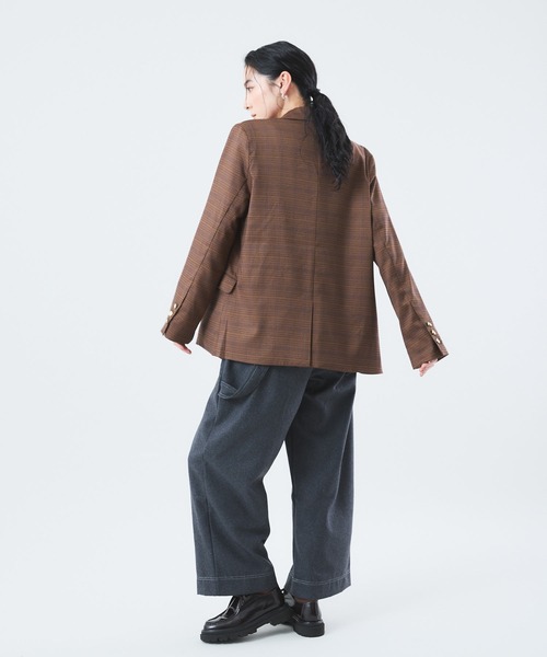 Muscat（マスカット）の「チェック　ダブルジャケット（テーラードジャケット・レディース・ベージュ/ブラウン・F）」の19枚目の写真