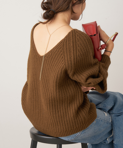 新品・タグ付き】Plageのyak mix loose ニット プラージュ Plage yak mix loose ニット （サックスブルー