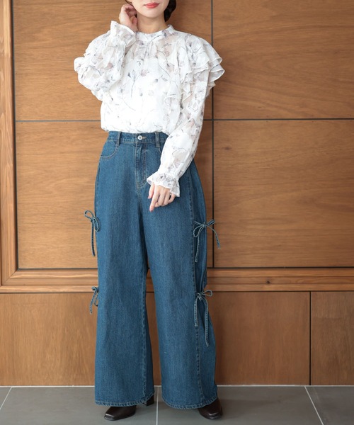 Ruwan yu(ルワンユー)の「フラワージャガードシフォンブラウス【大きいサイズ対応】(シャツ/ブラウス・レディース・ピンク・LL/L/4L/3L)」の3枚目の写真