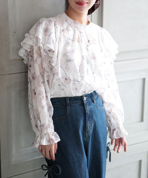 Ruwan yu(ルワンユー)の「フラワージャガードシフォンブラウス【大きいサイズ対応】(シャツ/ブラウス・レディース・ピンク・LL/L/4L/3L)」の7枚目の写真