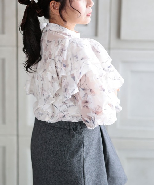 Ruwan yu(ルワンユー)の「フラワージャガードシフォンブラウス【大きいサイズ対応】(シャツ/ブラウス・レディース・ピンク・LL/L/4L/3L)」の9枚目の写真
