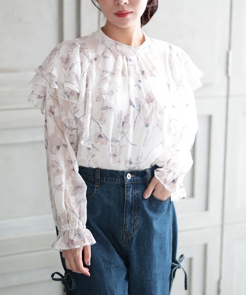 Ruwan yu(ルワンユー)の「フラワージャガードシフォンブラウス【大きいサイズ対応】(シャツ/ブラウス・レディース・ピンク・LL/L/4L/3L)」の14枚目の写真