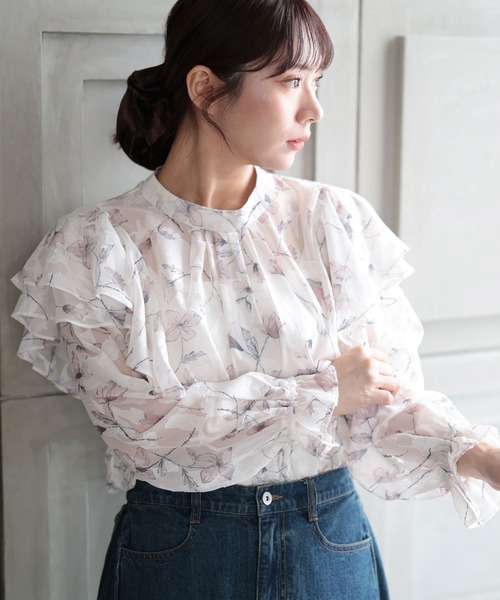 Ruwan yu(ルワンユー)の「フラワージャガードシフォンブラウス【大きいサイズ対応】(シャツ/ブラウス・レディース・ピンク・LL/L/4L/3L)」の15枚目の写真
