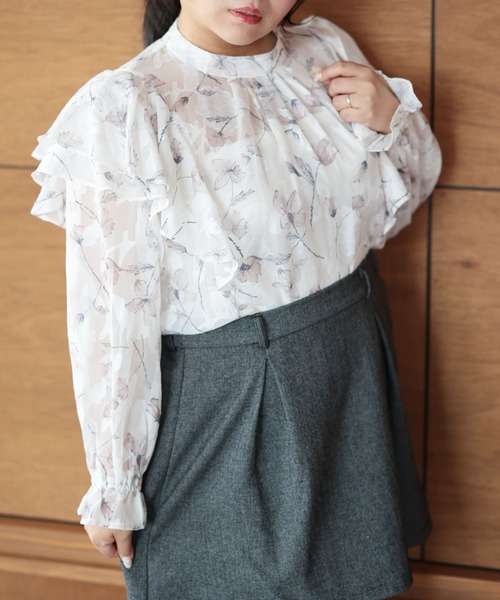 Ruwan yu(ルワンユー)の「フラワージャガードシフォンブラウス【大きいサイズ対応】(シャツ/ブラウス・レディース・ピンク・LL/L/4L/3L)」の18枚目の写真