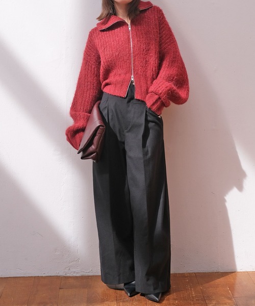 AKTE（アクテ）の「タックワイドパンツ（その他パンツ・レディース・ブラック/バーガンディー・1/2/2T）」の10枚目の写真