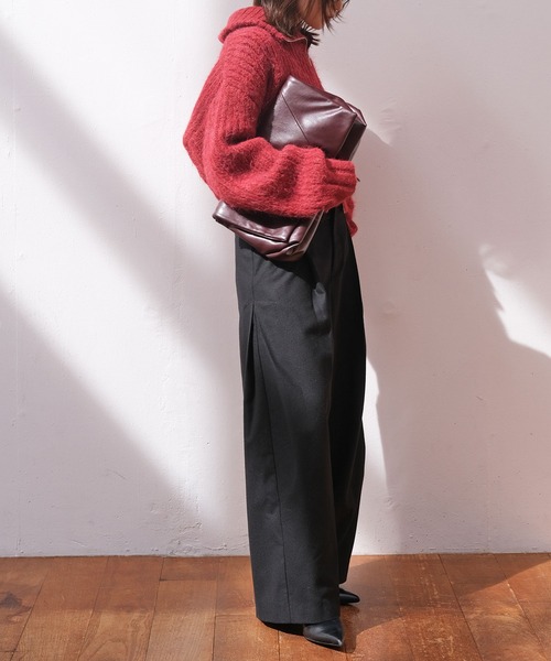 AKTE（アクテ）の「タックワイドパンツ（その他パンツ・レディース・ブラック/バーガンディー・1/2/2T）」の11枚目の写真