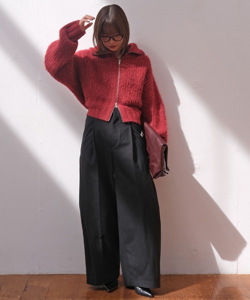 AKTE（アクテ）の「タックワイドパンツ（その他パンツ・レディース・ブラック/バーガンディー・1/2/2T）」の12枚目の写真