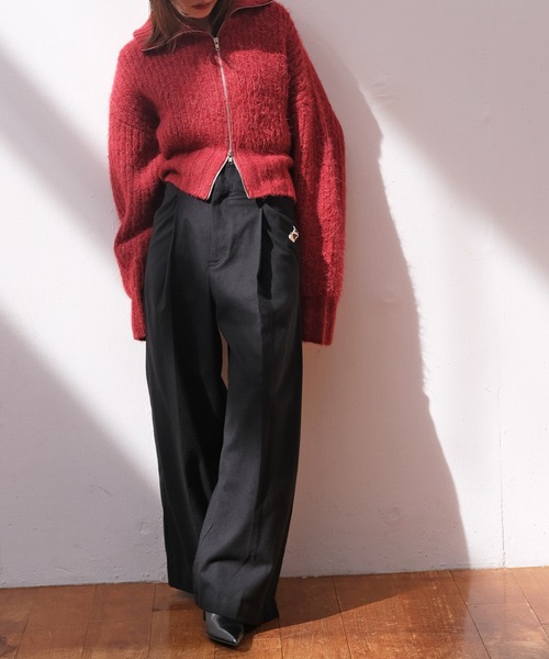 AKTE（アクテ）の「タックワイドパンツ（その他パンツ・レディース・ブラック/バーガンディー・1/2/2T）」の14枚目の写真