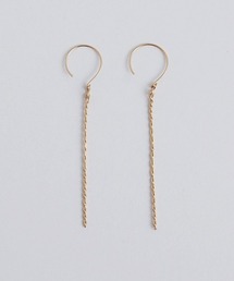 【kare】【両耳用】ゴールド 華奢 ツイスト ロング バーピアス