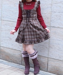 axes femme | チェック柄編上ジャンスカ(ジャンパースカート)