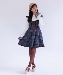 axes femme(アクシーズファム)のチェック柄編上ジャンスカ(ジャンパースカート)