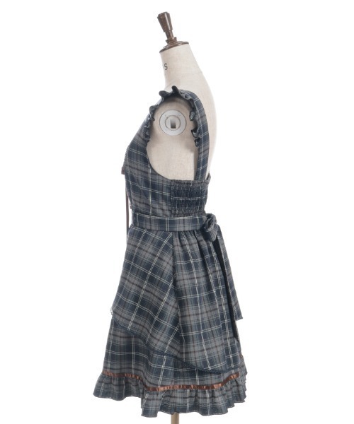 axes femme(アクシーズファム)の「チェック柄編上ジャンスカ(ジャンパースカート・レディース・ネイビー/ダークブラウン/ラベンダー・FREE)」の5枚目の写真