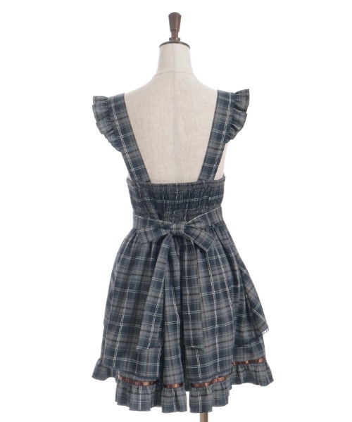 axes femme(アクシーズファム)の「チェック柄編上ジャンスカ(ジャンパースカート・レディース・ネイビー/ダークブラウン/ラベンダー・FREE)」の6枚目の写真