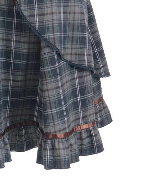 axes femme(アクシーズファム)の「チェック柄編上ジャンスカ(ジャンパースカート・レディース・ネイビー/ダークブラウン/ラベンダー・FREE)」の8枚目の写真