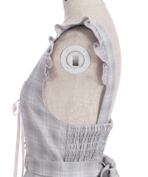 axes femme(アクシーズファム)の「チェック柄編上ジャンスカ(ジャンパースカート・レディース・ネイビー/ダークブラウン/ラベンダー・FREE)」の17枚目の写真