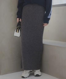 高身長 ニットスカート(セットアップ対応)(トールサイズ)Essenave