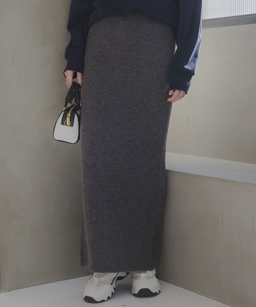 高身長 ニットスカート（セットアップ対応）（トールサイズ）Essenave