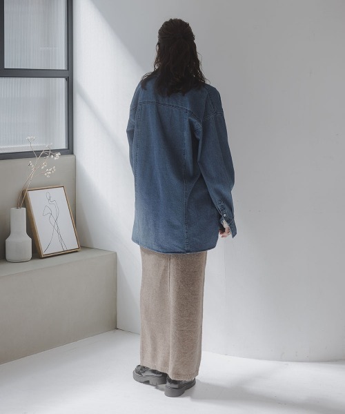 slattgir（スラットジール）の「高身長　ニットスカート（セットアップ対応）（トールサイズ）Essenave（スカート・レディース・グレー/ブラウン/ネイビー・TM/TL/TLL/T3L/T4L/T5L）」の6枚目の写真