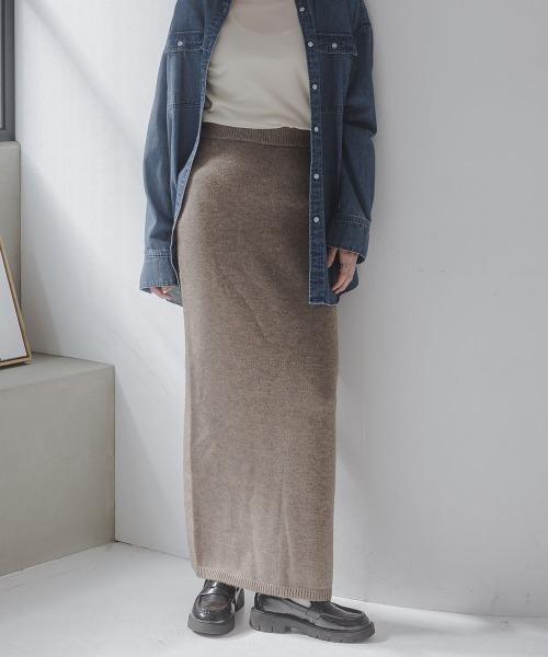 slattgir（スラットジール）の「高身長　ニットスカート（セットアップ対応）（トールサイズ）Essenave（スカート・レディース・グレー/ブラウン/ネイビー・TM/TL/TLL/T3L/T4L/T5L）」の7枚目の写真