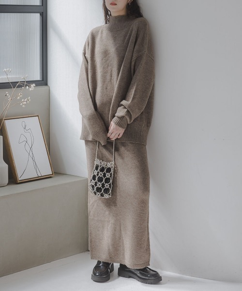 slattgir（スラットジール）の「高身長　ニットスカート（セットアップ対応）（トールサイズ）Essenave（スカート・レディース・グレー/ブラウン/ネイビー・TM/TL/TLL/T3L/T4L/T5L）」の9枚目の写真