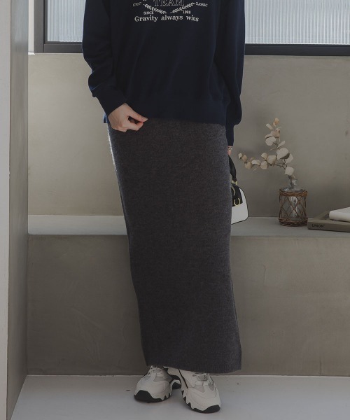 slattgir（スラットジール）の「高身長　ニットスカート（セットアップ対応）（トールサイズ）Essenave（スカート・レディース・グレー/ブラウン/ネイビー・TM/TL/TLL/T3L/T4L/T5L）」の12枚目の写真