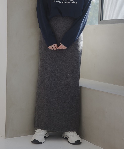 slattgir（スラットジール）の「高身長　ニットスカート（セットアップ対応）（トールサイズ）Essenave（スカート・レディース・グレー/ブラウン/ネイビー・TM/TL/TLL/T3L/T4L/T5L）」の13枚目の写真