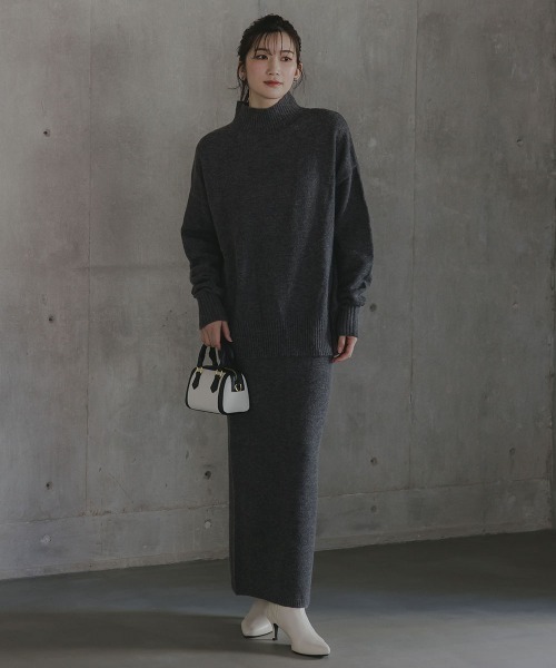 slattgir（スラットジール）の「高身長　ニットスカート（セットアップ対応）（トールサイズ）Essenave（スカート・レディース・グレー/ブラウン/ネイビー・TM/TL/TLL/T3L/T4L/T5L）」の14枚目の写真
