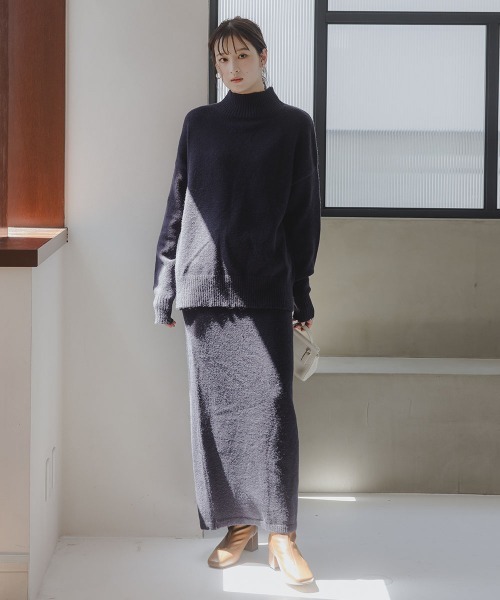 slattgir（スラットジール）の「高身長　ニットスカート（セットアップ対応）（トールサイズ）Essenave（スカート・レディース・グレー/ブラウン/ネイビー・TM/TL/TLL/T3L/T4L/T5L）」の22枚目の写真