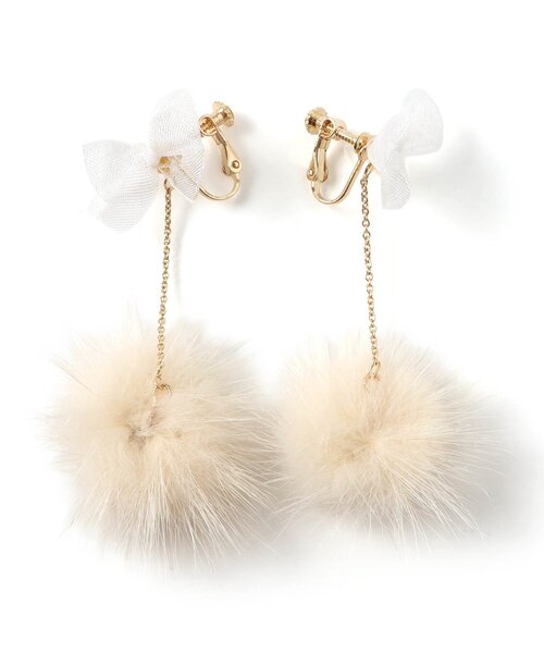 algy（アルジー）の「チュールリボンファーイヤリング（イヤリング・キッズ・オフホワイト・FREE）」の2枚目の写真