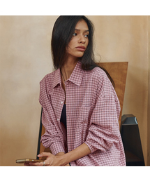 サラチェックシャツ-ピンク