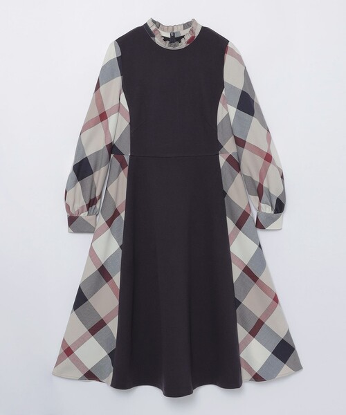 BLUE LABEL CRESTBRIDGE(ブルーレーベルクレストブリッジ)の「【WEB限定】ウールミックスストレッチポンチパーシャルチェックドレス(ワンピース・レディース・ダークネイビー/ブラック・36/38/40)」の14枚目の写真