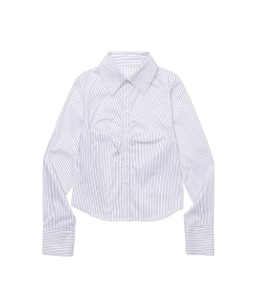 MOAA（モア）の「Stripe Gather Shirt (WHITE)（シャツ/ブラウス・レディース・その他・SMALL/MEDIUM）」の2枚目の写真