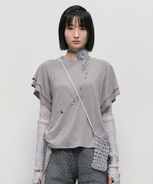 TYPESERVICE（タイプサービス）の「Beaded Handmade Knitted Bag [Silver]（メッセンジャーバッグ・レディース・その他・FREE）」の5枚目の写真